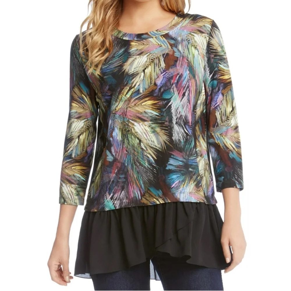 Karen Kane 3/4 Sleeve Top with Ruffle Hem